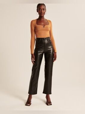 Abercrombie & Fitch Vegan Leather Ankle Straight Pants in size 28